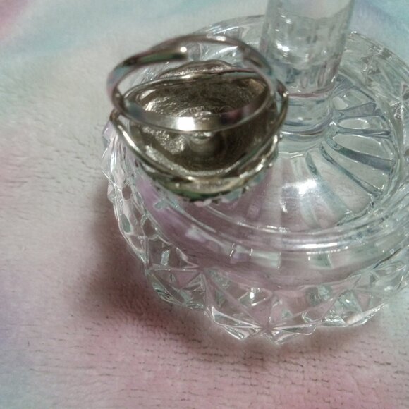Vintage Sarah Coventry Cocktail Ring Marcasite Rhinestone Dome Silver Adjusts - Picture 6 of 9